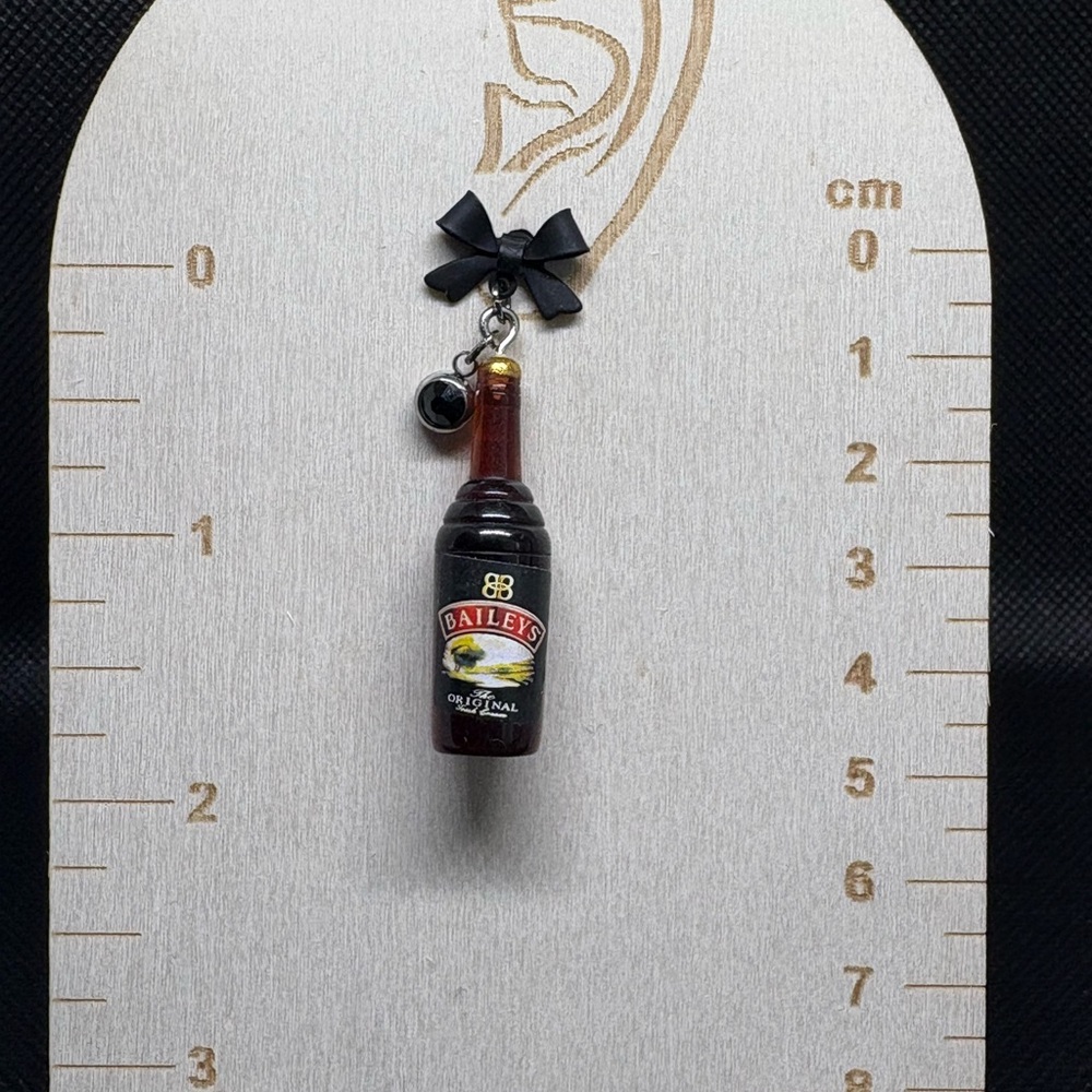 Baileys Bottle Charm earrings with Black Bow